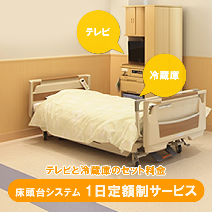 1日定額制の床頭台システムの画像
